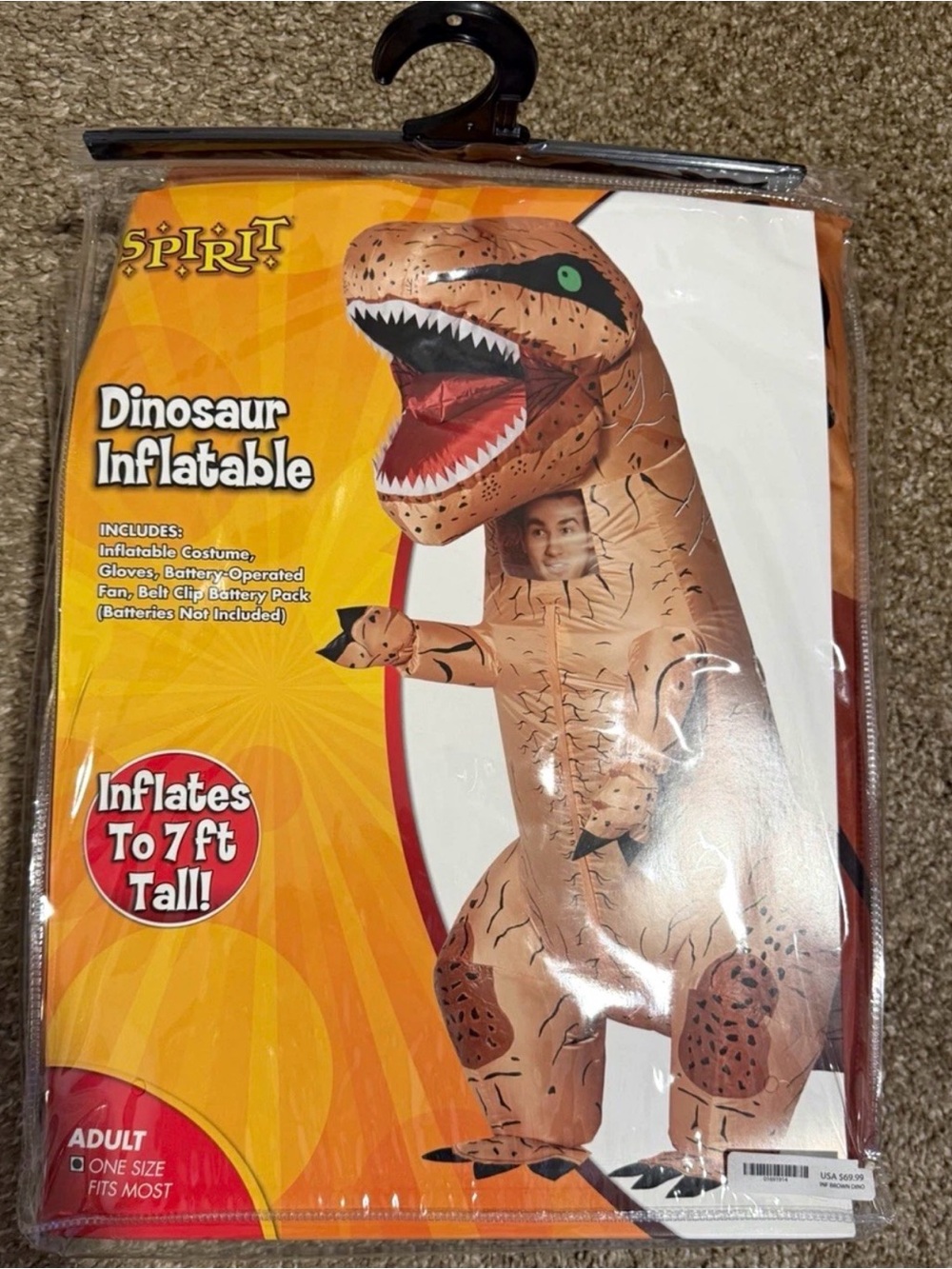 Spirit Brown Inflatable Dinosaur Costume for Men